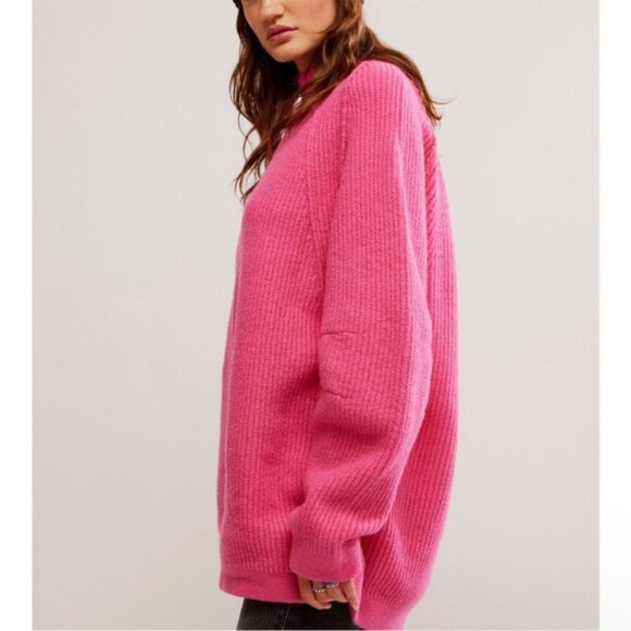 NWT FREE PEOPLE Sunbeam Sweater / Hot Pink Size S - Picture 2 of 14